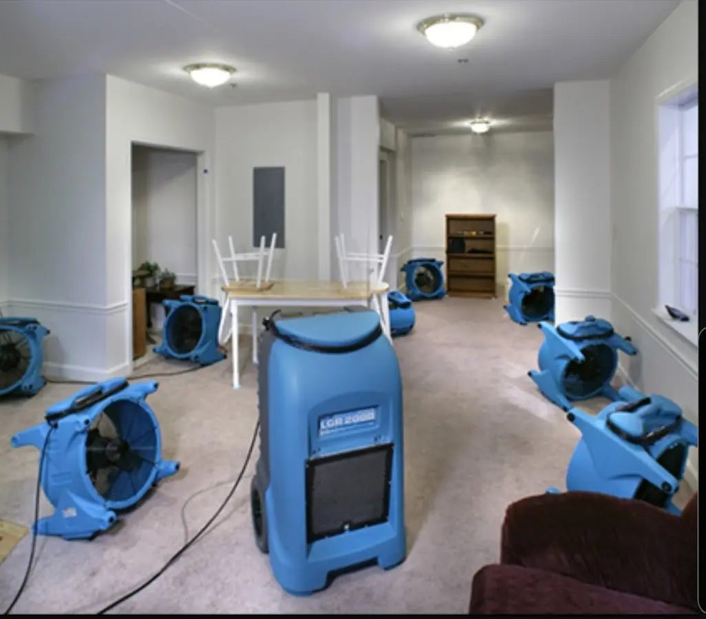 Air movers and dehumidifier setup for Water Extraction & Removal in Upper Dublin